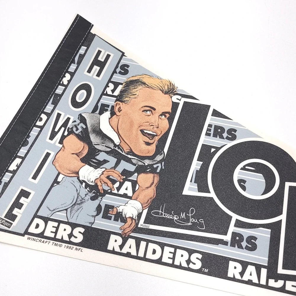 Vintage Oakland‎ Raiders Howie Long Pennant WinCraft 1992 Silver Black Rare